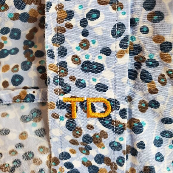 THOMAS DEAN SZ XL Men's Button-down Blue Dot Pattern 100%Cotton Shirt w/Contrast - Picture 8 of 12